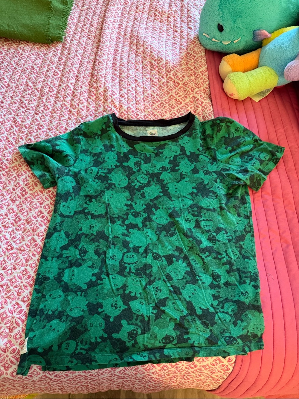 Kids Size XL (16) Green Toca Boca Collage Ringer Tee Shirt